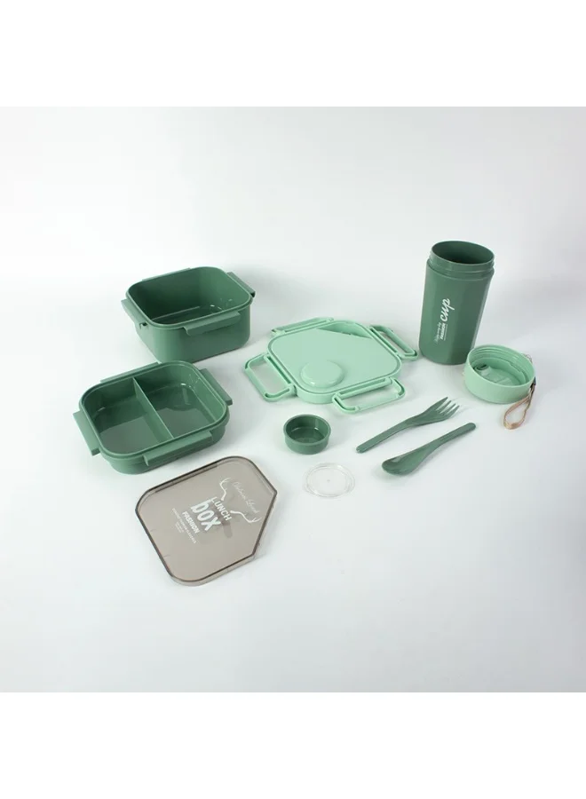 Mobcos Mobcos Kids Sports Lunch Box and Water Bottle Combo Set For Kids &amp; Adults Premium Food-Grade PP Plastic Leakproof &Amp Spill Proof (Green)